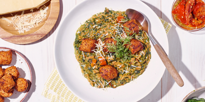 Risotto op plantenbasis met balletjes